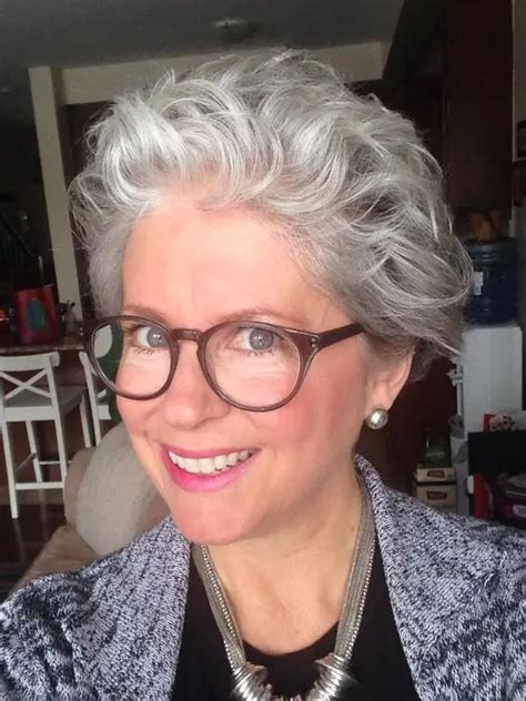 Soft Curly Hairstyle For Older Women With Glasses Short Hairstyles 2018