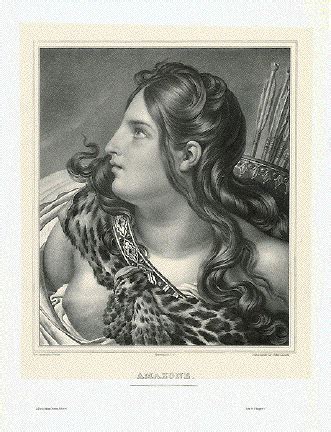 Amazone The Amazons Were Female Warriors In Greek Mythology Very Fine Lithograph By Aubry