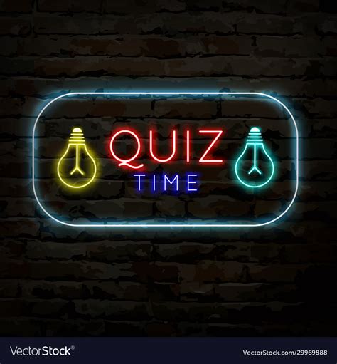Quiz Time Neon Logo Symbol 3 Royalty Free Vector Image