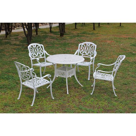 It's a place to eat, drink, enjoy the company of family and friends or just relax in the sun. Outsunny 5 Piece Cast Aluminum Outdoor Antique Patio ...
