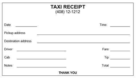 Free Printable Taxi Receipts