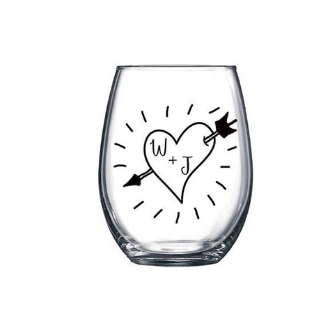 Heart And Arrow Custom Initials Wine Glass Etsy Wine Glass Custom Initials Glass