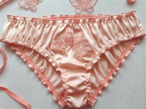 Peach Silk Panties With Butterflies Silk Knickers Handmade Etsy Uk