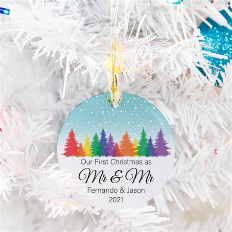 Personalized Same Sex Married Ornament And Mr Mrs First Christmas Married And Mrs Mr Lgbtq