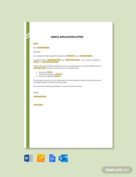 February 19, 2021 | by mark slack, cprw. FREE Simple Application Letter Template - Word (DOC ...