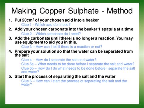 Making Copper Sulphate Skeleton Method By Safetysarah Teaching