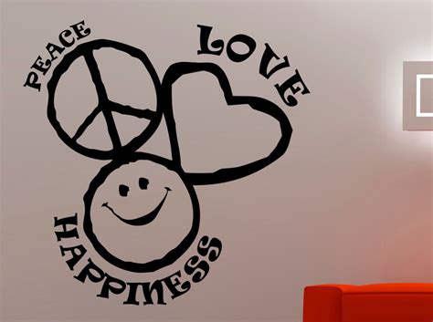 Peace Love Happiness Wall Sticker Funny Decal Vinyl Art Home Etsy