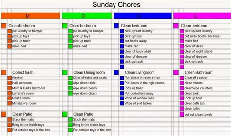 Kids Daily Chores List Calendar June