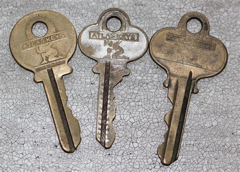 3 Antiquevintage Brass Atlas Keys Altered Art Steampunk