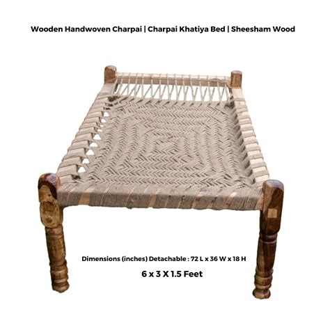 wooden handwoven charpai charpai khatiya bed sheesham wood khati villkart