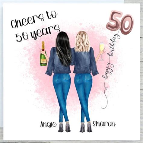 Best Friend 50th Birthday Card Printable Personalised 50th Etsy Uk