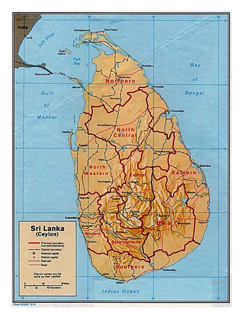 Detallado Mapa Político Y Administrativo De Sri Lanka Con Socorro