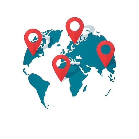 World Map Location Pins Vector Or Global Gps Transportation Geo Pointer