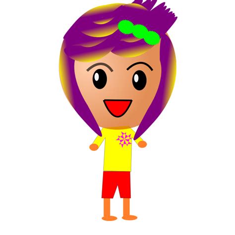 Purple Hair Cartoon Girl