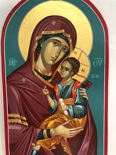 Hand Painted Byzantine Icon Of Virgin Mary Etsy