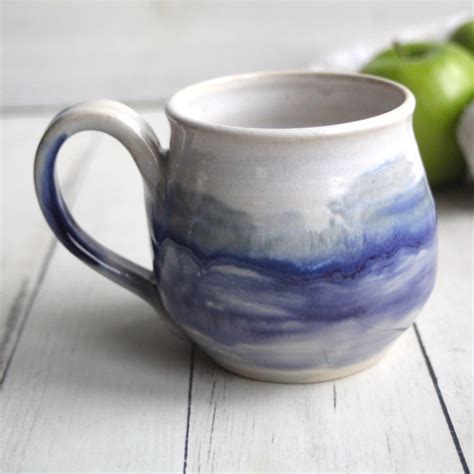 andover pottery — handmade purple and white mug 14 oz stoneware pottery coffee cup made in usa
