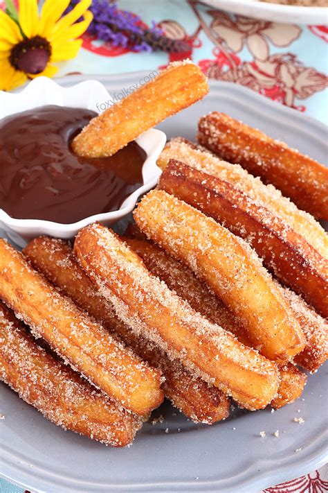 Homemade Churros With Chocolate Dip Sauce Foxy Folksy Recipe