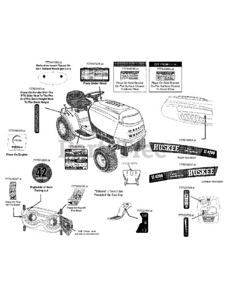 Huskee Lt 4200 13w2775s231 Huskee Lawn Tractor 2014 Label Map