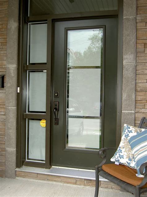 Front Door And Sidelight With Privacy Frosted Film On Glass Glass