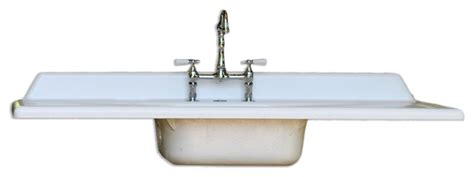 Select from a wide variety of drainboard kitchen sinks. Consigned 1940's White Cast Iron Double Drainboard Farm ...