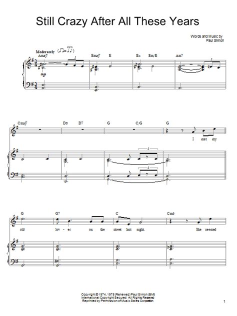 After all these years i (just) want you to know that that i thank you for the time that you gave me. Still Crazy After All These Years | Sheet Music Direct