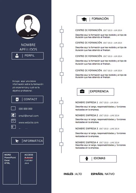 Modelo Curriculum Cronológico 【descargar Gratis】