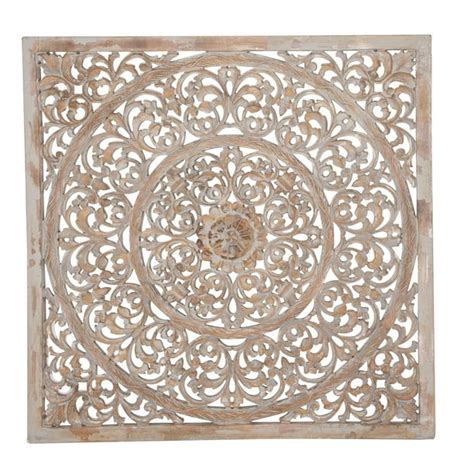 Decmode Rustic 36 X 36 Inch Square Brown Wood Ornate Wall Decor