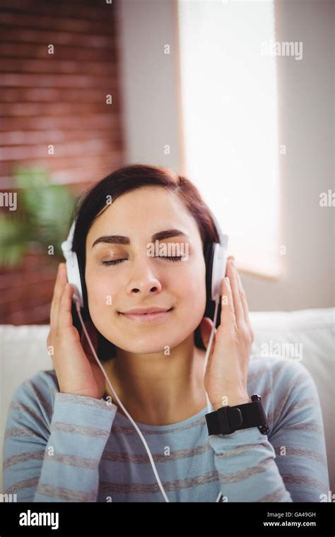 Beautiful Woman Listening To Music Stock Photo Alamy