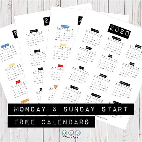 Exceptional 2020 Year At A Glance Free Printable Calendar Bullet