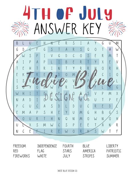 4th Of July Word Search Printable Kids Word Search 4th Of Etsy