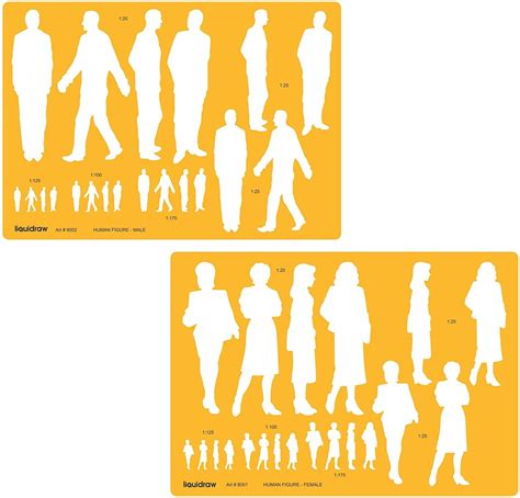 Human Figure Drawing Template Stencil Set Of 2 Stencils Includes Male