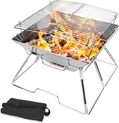 Odoland Collapsible Campfire Grill Camping Fire Pit Stainless