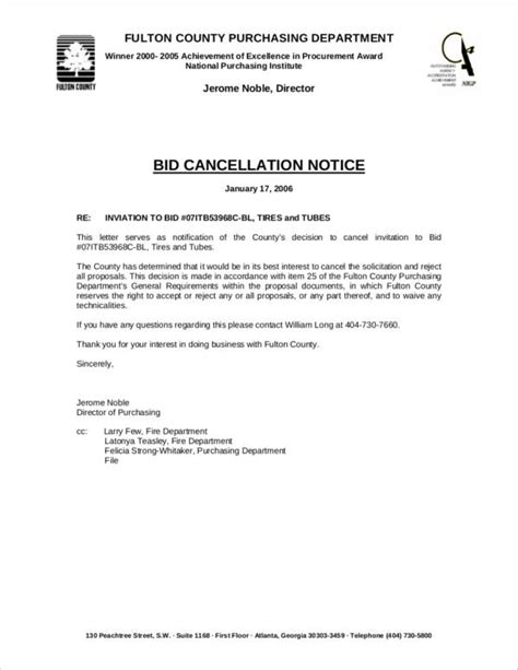 Notice Of Cancellation Template