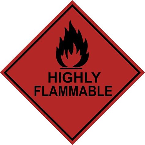 Highly Flammable Hazard Warning Diamond Label 200mm X 200mm L S Engineers