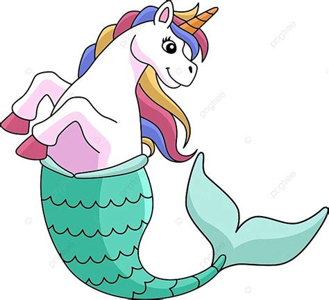 Unicorn Mermaid Cartoon Colored Clipart Wing Mermaid Cartoon Vector