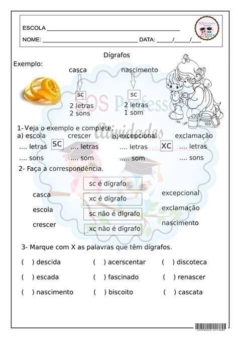 Dígrafos 3 Sos Professor Atividades Dígrafo