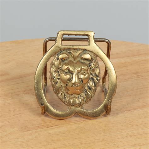 Solid Brass Horse Badge Horse Brass Tack Lion Head Etsy Uk