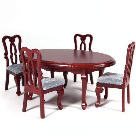 Oval Dining Table And 4 Chairs Mahogany Finish Df103