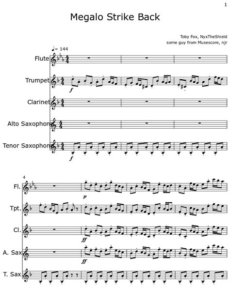 Megalo Strike Back Sheet Music For Flute Trumpet Clarinet Alto