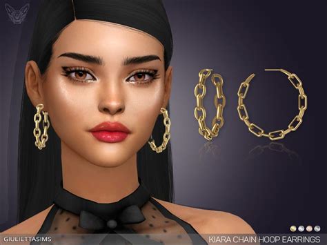 Sims 4 — Kiara Chain Hoop Earrings By Giuliettasims— 4 Swatches