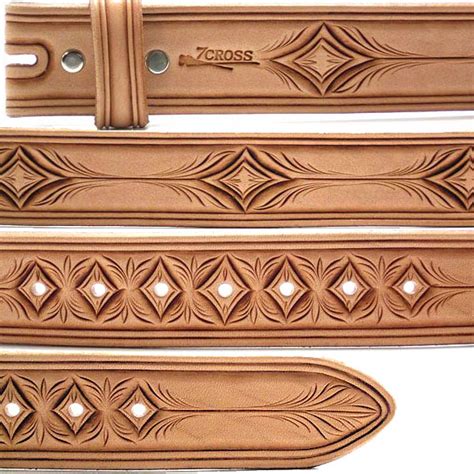 Leather Belt Carving Patterns Ribbon Scroll Three Belt Pattern
