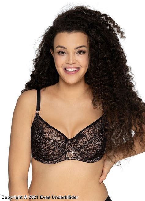 Soft Cup Bra Tulle Floral Lace B To I Cup