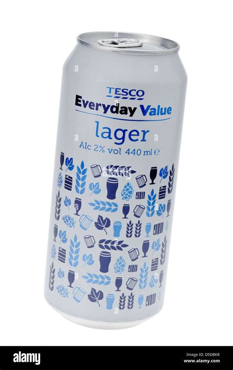 Can Of Tesco Everyday Value Lager Stock Photo Alamy