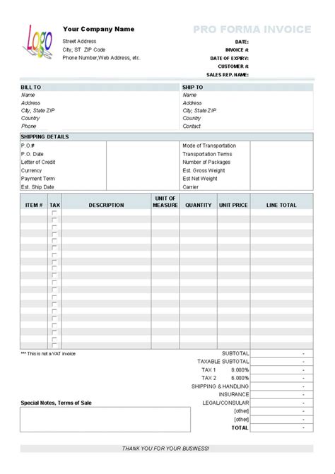 Free Proforma Invoice Template Download For Free Proforma Invoice Template Word Cumed Org