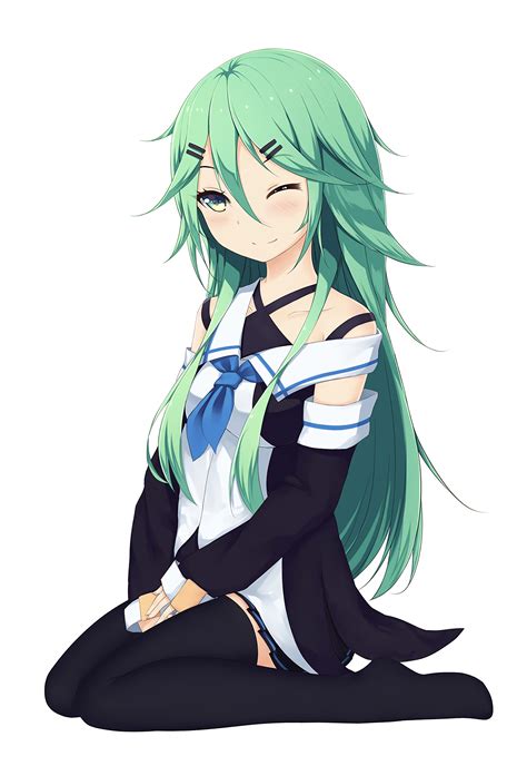 Get your daily dose of ridiculous and cool looking anime hair here! long hair, Green hair, Green eyes, Anime, Anime girls ...