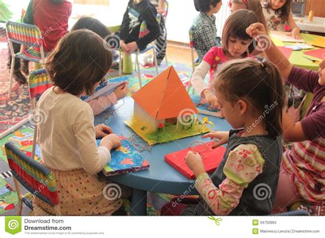 Girls Playing In Kindergarten Editorial Stock Photo