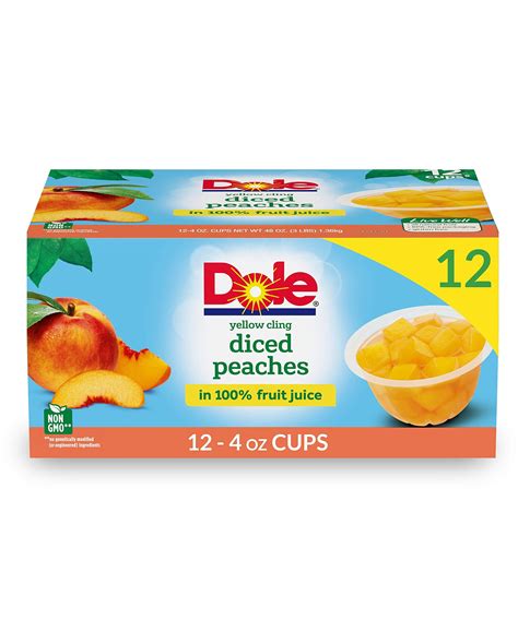 Dole Fruit Bowls Diced Peaches In 100 Juice Gluten Free Healthy Snack