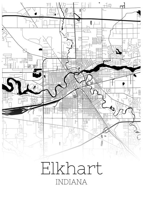 Elkhart Indiana City Map Poster By Reldesign Displate