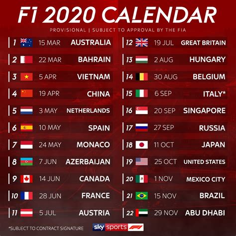 Race kalender 2021 geeft een compleet overzicht over alle f1™ races, (test) coureurs, teams en banden in het seizoen 2021. F1 Calendar 2020 Channel 4 | Month Calendar Printable