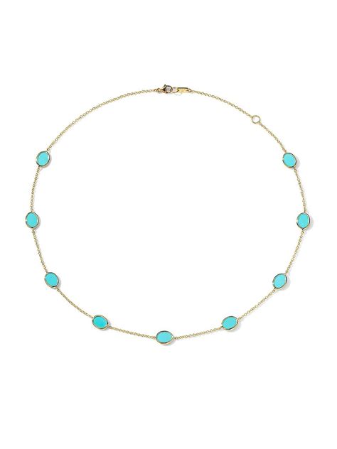 Ippolita Confetti K Turquoise Station Necklace Yellow Gold